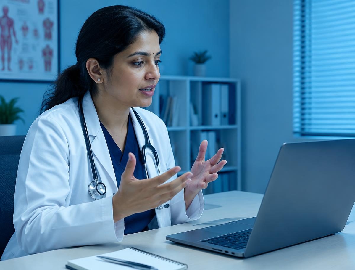 Healthcare professional in a one-to-one online OET session